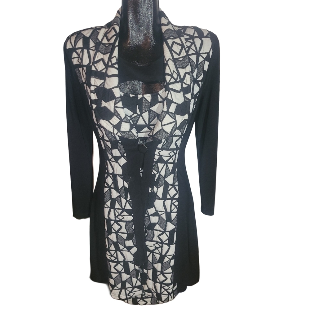 Artex Fashions Vintage 90's Elegant  Black and White Dress Suit M